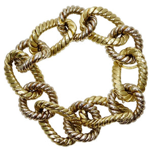 Bvlgari Style 18k Gold Two-Tone Rope Link Bracelet