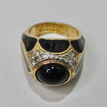 1970 18K Gold Plated Black Enamel Ring