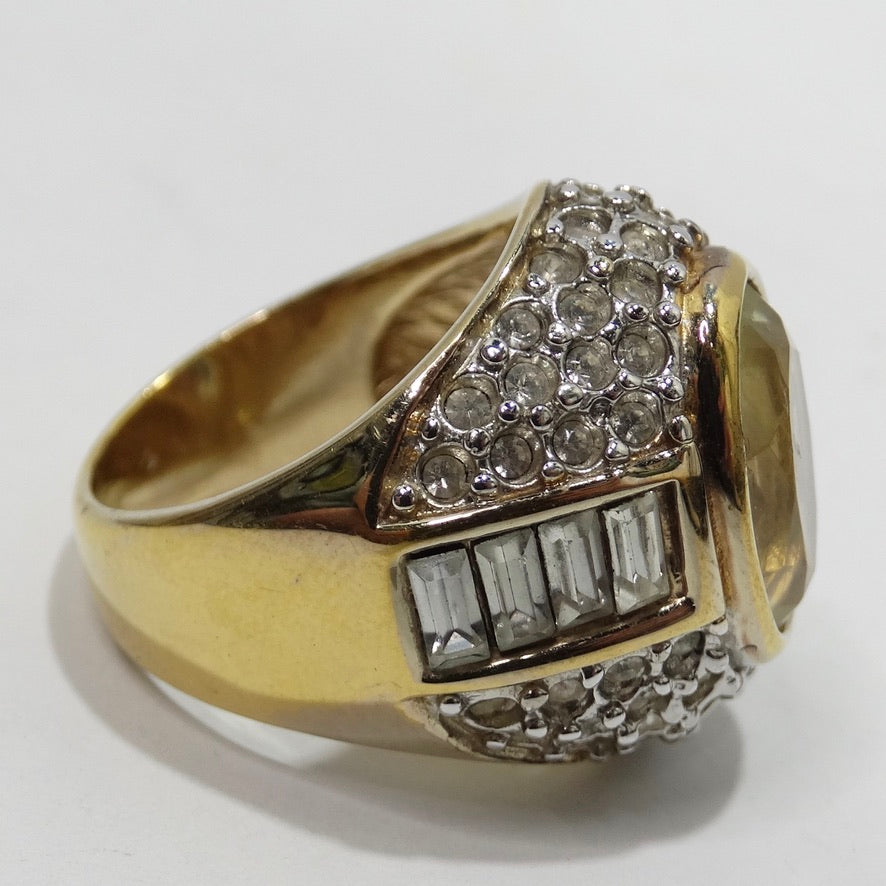1970 18K Gold Plated Synthetic Citrine Ring