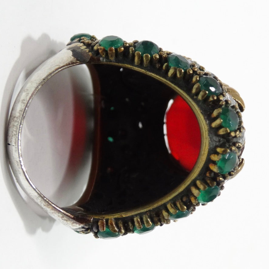 1990 Synethic Ruby Emerald Cocktail Ring