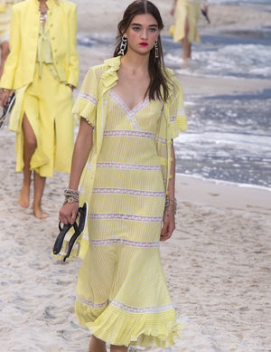 Vintage by Misty Chanel Yellow Striped Dress Circa SS19