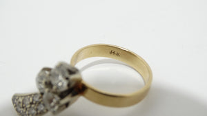 Art Deco 1.5ct Diamond 14k Gold Petite Ring