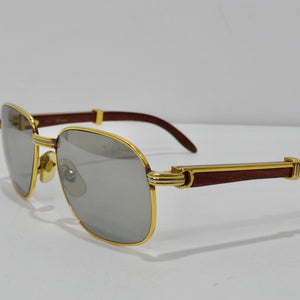 Cartier Wood Monceau Gold & Wood Sunglasses circa 1990