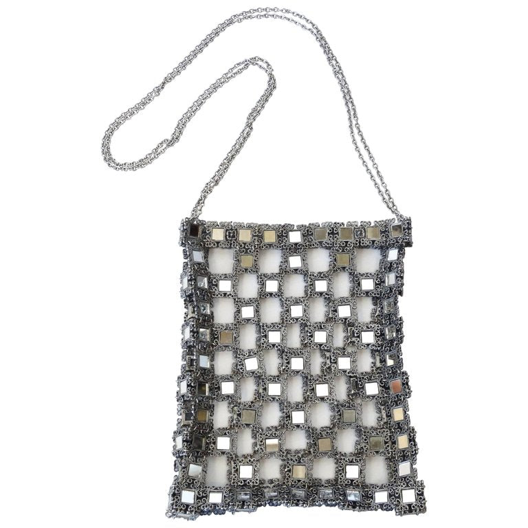 バッグ Clara Kasavina Clara Kasavina Black Crocodile Purse with Crystal Mesh and
