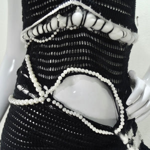 Elliana Capri Distressed Beaded Knit Dress