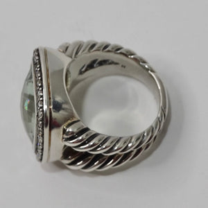 David Yurman Albion Ring with Prasiolite and Diamonds
