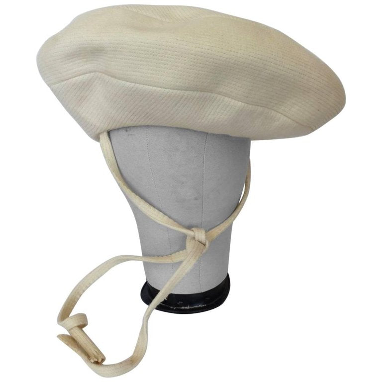 1960s Yves Saint Laurent Mod Cream Wool Saucer Tam Hat