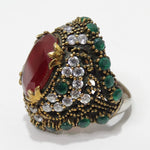 1990 Synethic Ruby Emerald Cocktail Ring