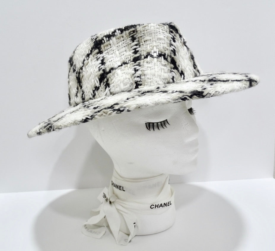 Chanel - Woven Straw Ribbon CC Embroidered Spring Summer Boater Hat - Size M