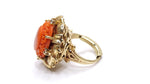 Mediterranean Coral 14k Gold Cocktail Ring with Diamonds