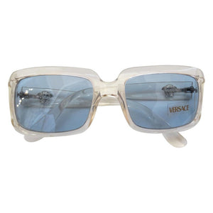 1990s Versace Clear Rectangular Frame Sunglasses