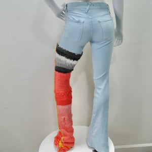 Elliana Capri Asymmetric Knitted Leg Low Rise Jeans