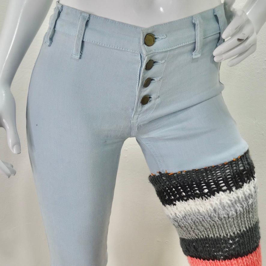 Elliana Capri Asymmetric Knitted Leg Low Rise Jeans
