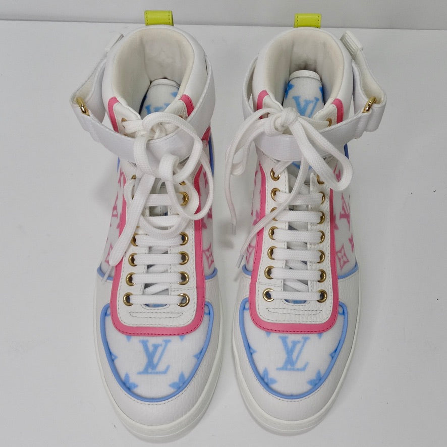 Louis Vuitton, Shoes, Womens Pink White Lv High Top Sneakers