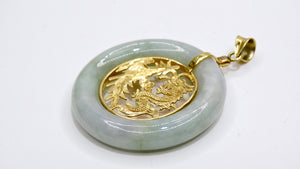 Jade Dragon 24k Gold Large Pendant