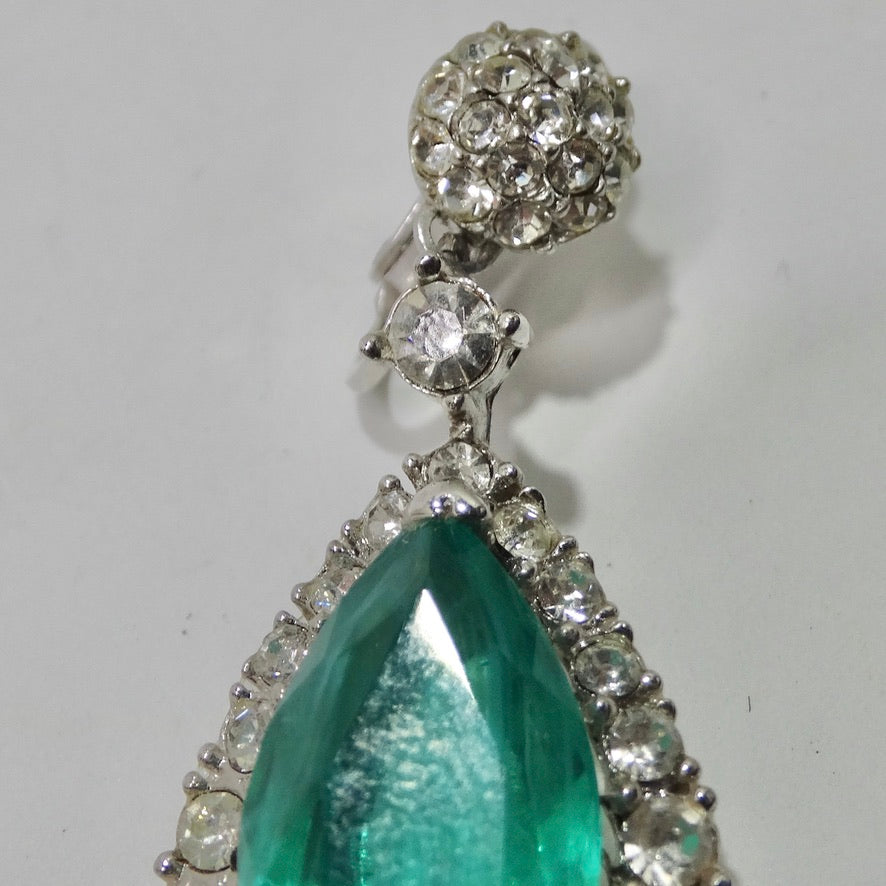 1980s Blue Green Stone Drop Earrings