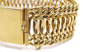 14k Yellow Gold 1950's Woven Chain Bracelet