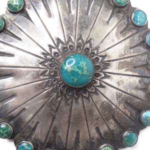 Sterling Silver and Turquoise Flower Brooch