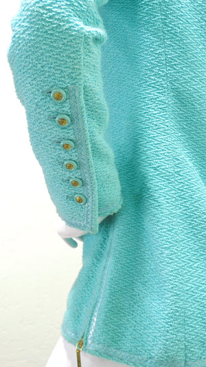 Chanel 1995 Fall Collection Teal Zip-Up Jacket