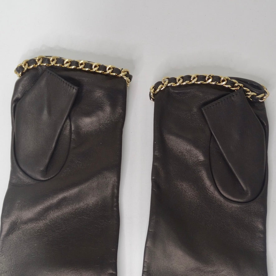 Chanel Fingerless Leather Long Gloves