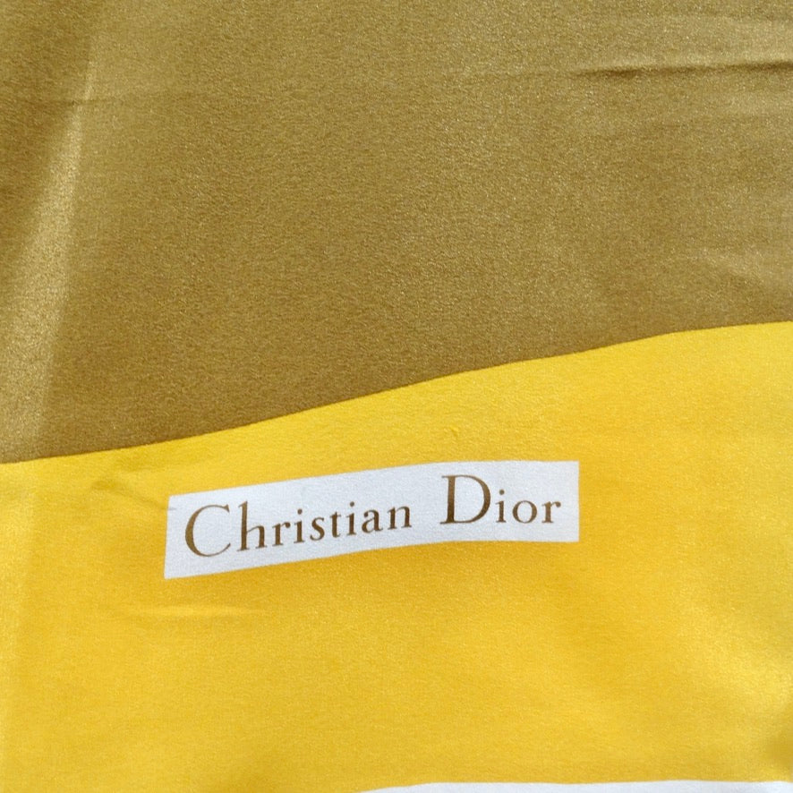 Vintage Silk Iconic Christian Dior Logo Scarf - Ruby Lane