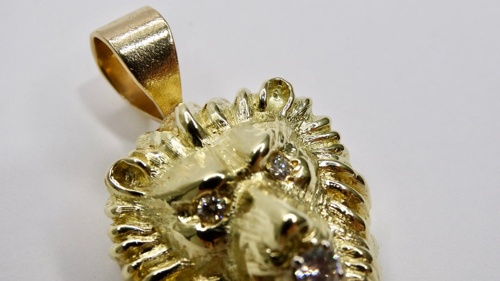 Leo Zodiac Custom-Made Diamond Lion Head CharmPendant – Vintage by Misty