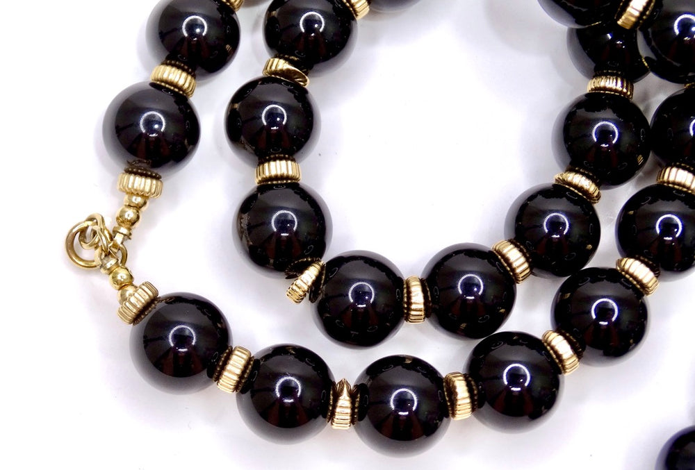 Onyx 14k Gold Beaded Necklace
