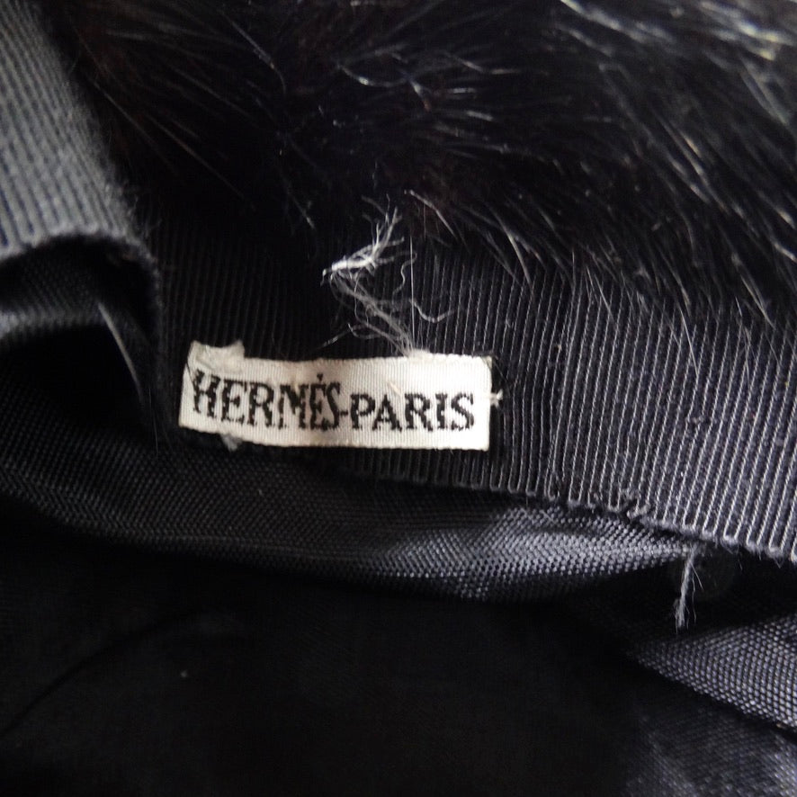 Hermes Printed Silk Fur Cap
