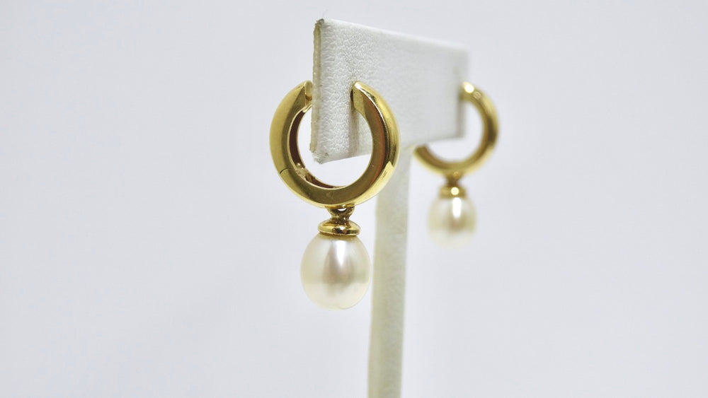 Fresh Water Pearl 14k Gold Dangle Earrings