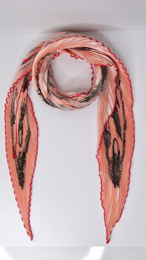Hermes Plisse Pleated Red/Pink Silk Scarf