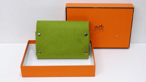 Hermès Green Perforated Felt Evelyn Flap Pouch