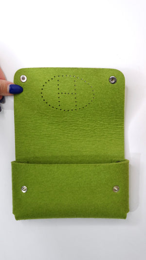 Hermès Green Perforated Felt Evelyn Flap Pouch