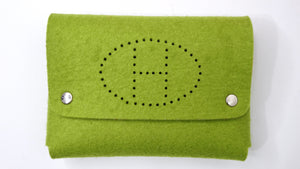 Hermès Green Perforated Felt Evelyn Flap Pouch