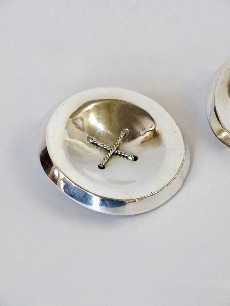 1985 Kalibre Harlene Korey Oversized Silver Button Earrings
