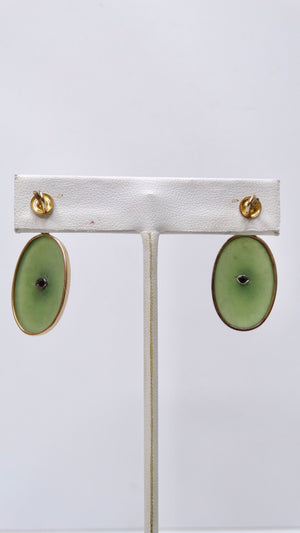 Jade Oval Dangling Earrings
