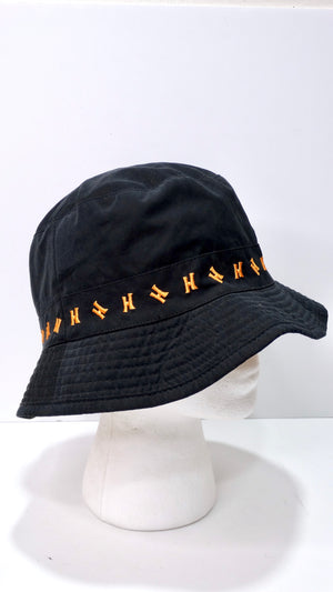Hermes Black and Orange Embroidered 'H' Bucket Hat
