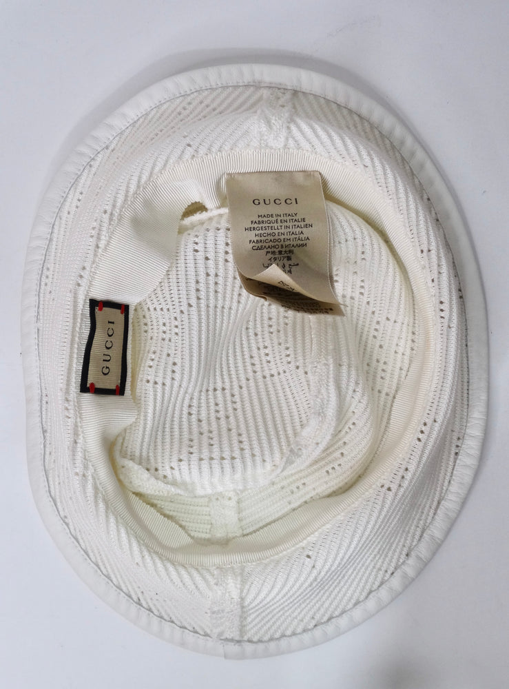 Gucci White GG Knitted Bucket Hat