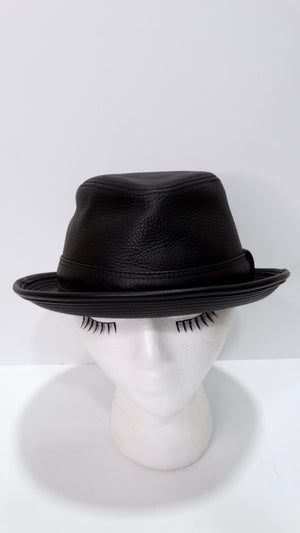 Hermes Clémence Leather Hat in Black Taurillon