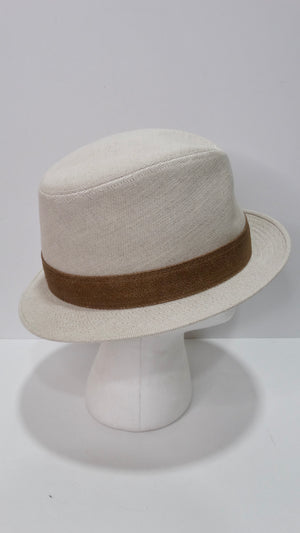 Hermes Off White Fedora With Brown Classic Strap