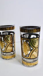Culver Mid-Century Black & Gold Glasses- Set of 2