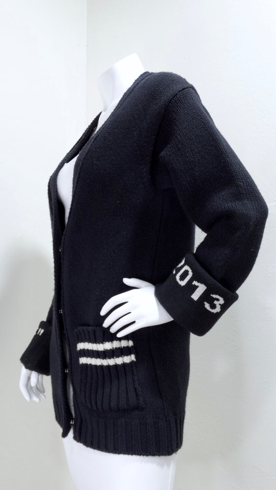 Louis Vuitton Black & Intarsia Fur Knitted Zip Front Cardigan S