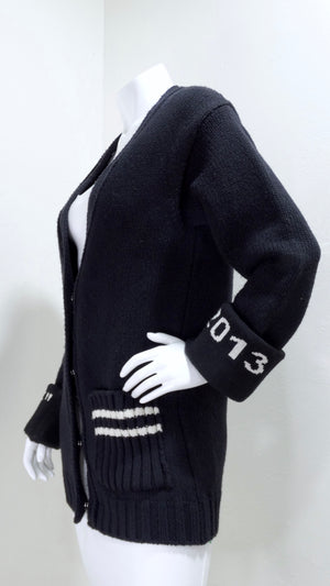 2013 Off-White Black Oversized Intarsia Cardigan