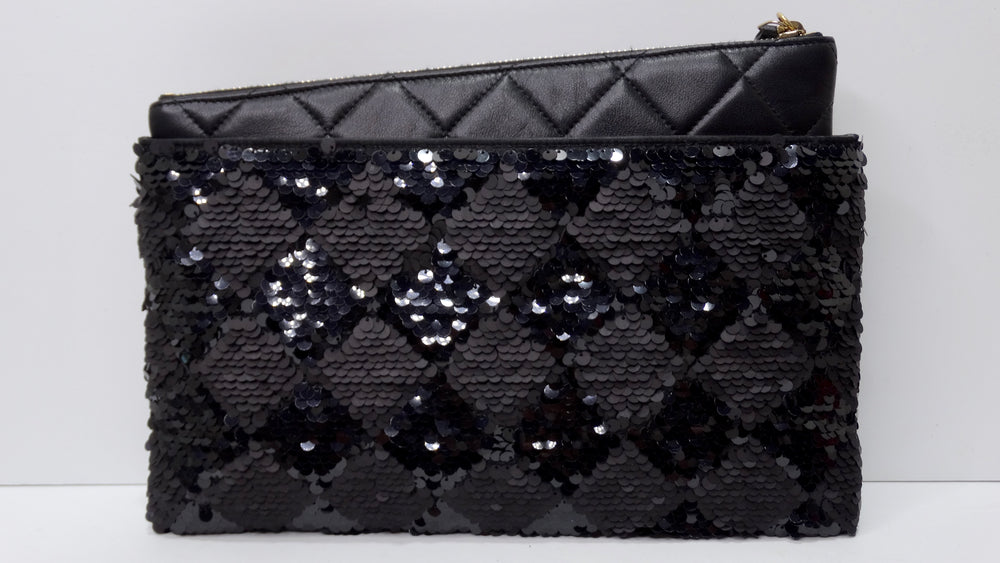 Chanel Textured Sequin and Quilted Leather Clutch – Vintage by Misty