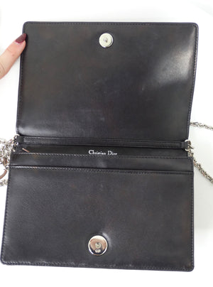 Dior Lady Handbag Patch Embellished Black Leather Shoulder Bag