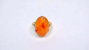 Orange Jade 14k Gold Vintage Ring