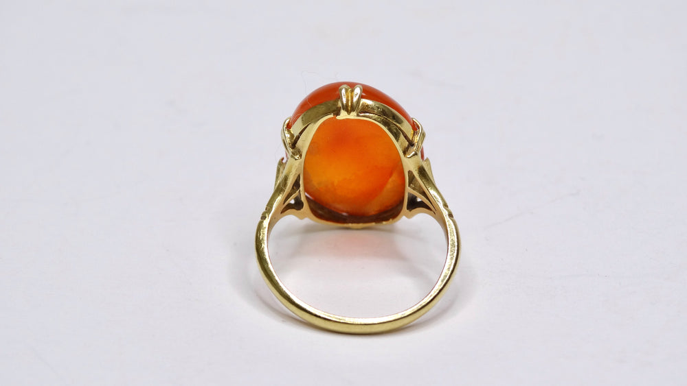 Orange Jade 14k Gold Vintage Ring