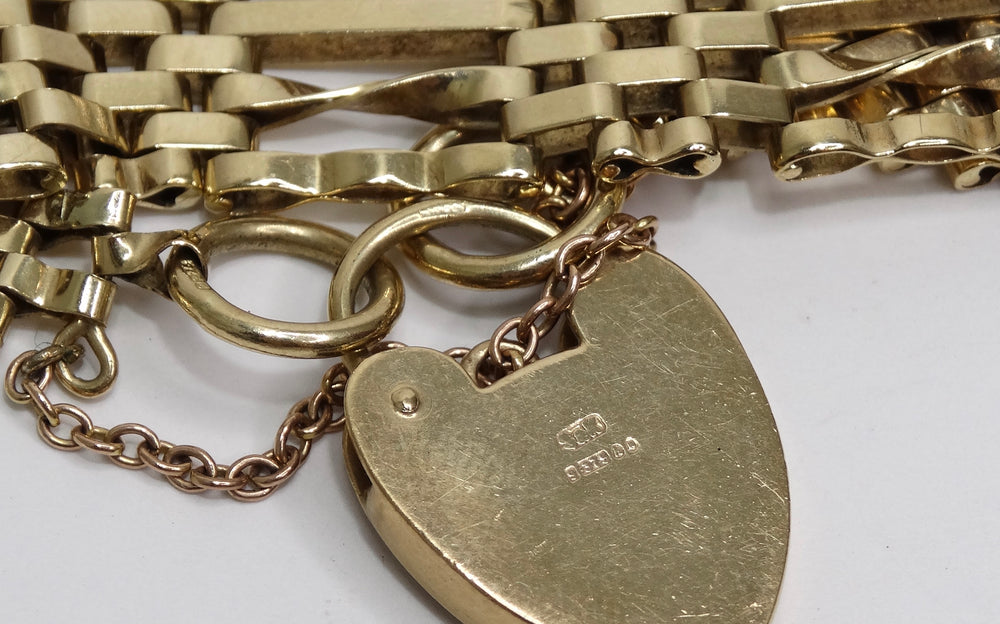9ct Gold Antique Victorian Heart Padlock Bracelet