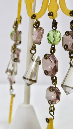 Jean Paul Gaultier Resin & Crystal Chandelier Earrings