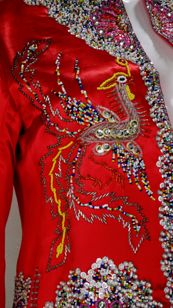 Dynasty 1960s Beaded Phoenix Satin Jacket