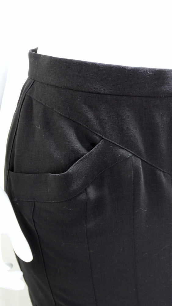 Karl Lagerfeld 1980's Pleated Carwash Slit Skirt